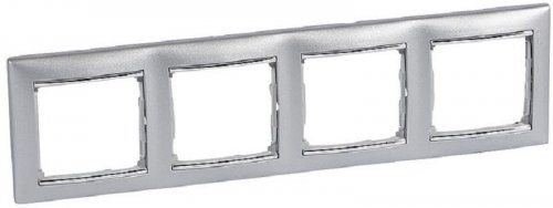Рамка горизонтальная Legrand Valena 4-м. алюминий/серебряный штрих картинка